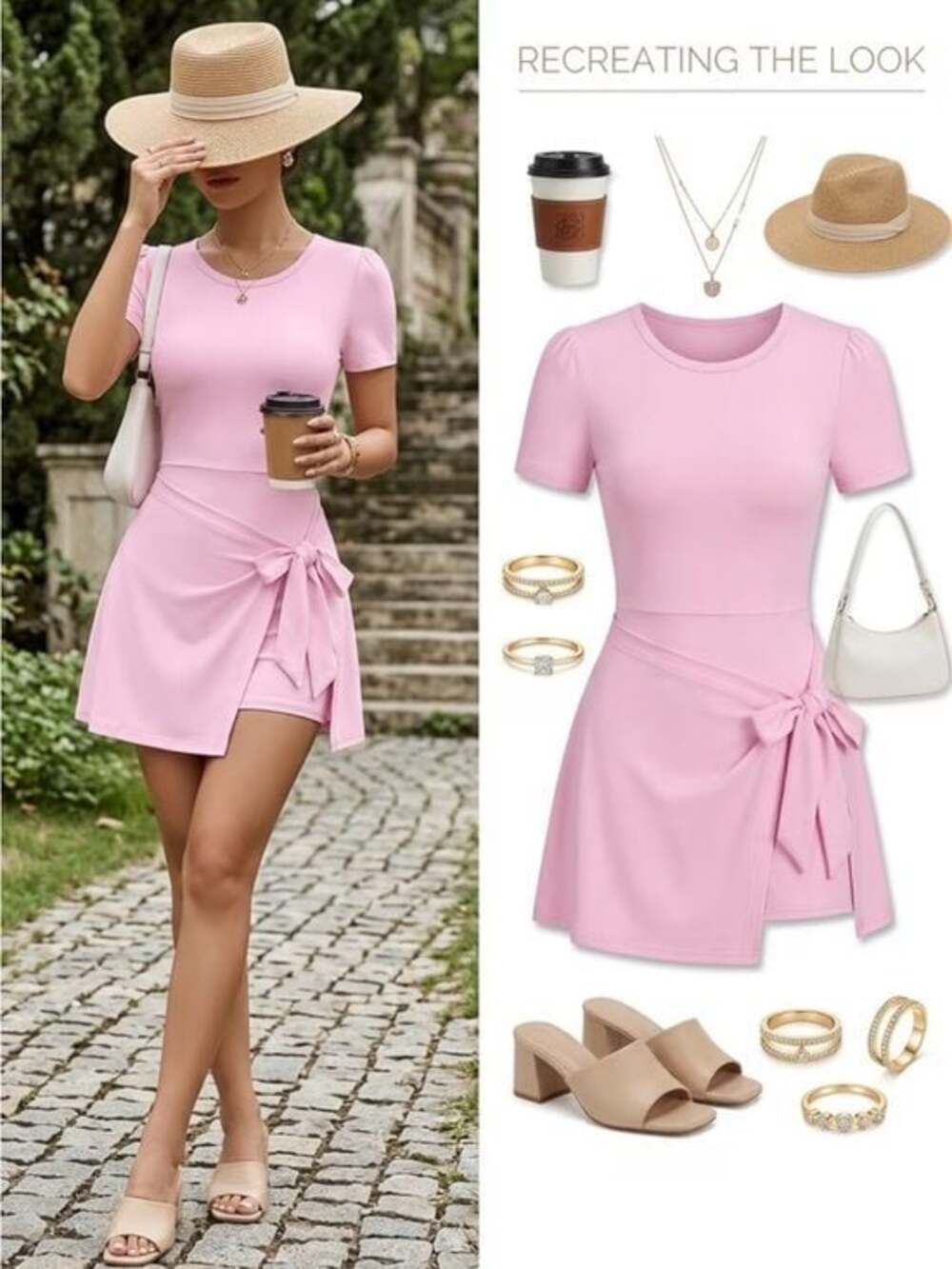 Short Pink Tie-Waist Bodycon Dress - Women Large
